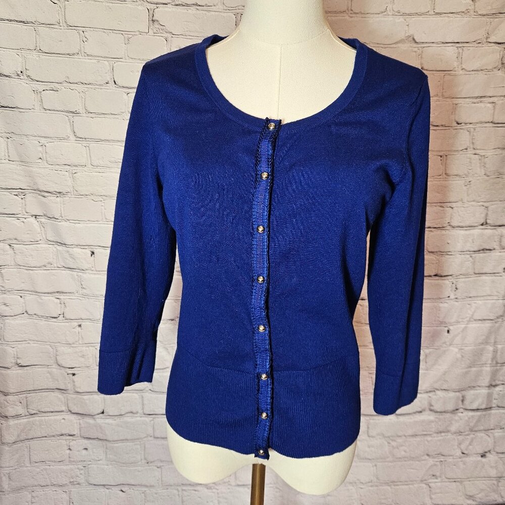 White House Black Market Royal Blue Button-Front Cardigan